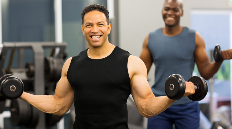 strong man lifting weights