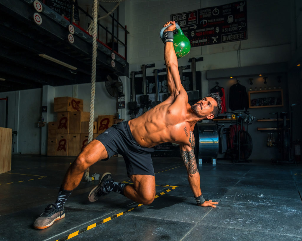 strong man with kettleball